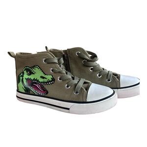 Natural Steps Youth Canvas High Top Shoes, Dinosaurs, Zip Sides, Size 13